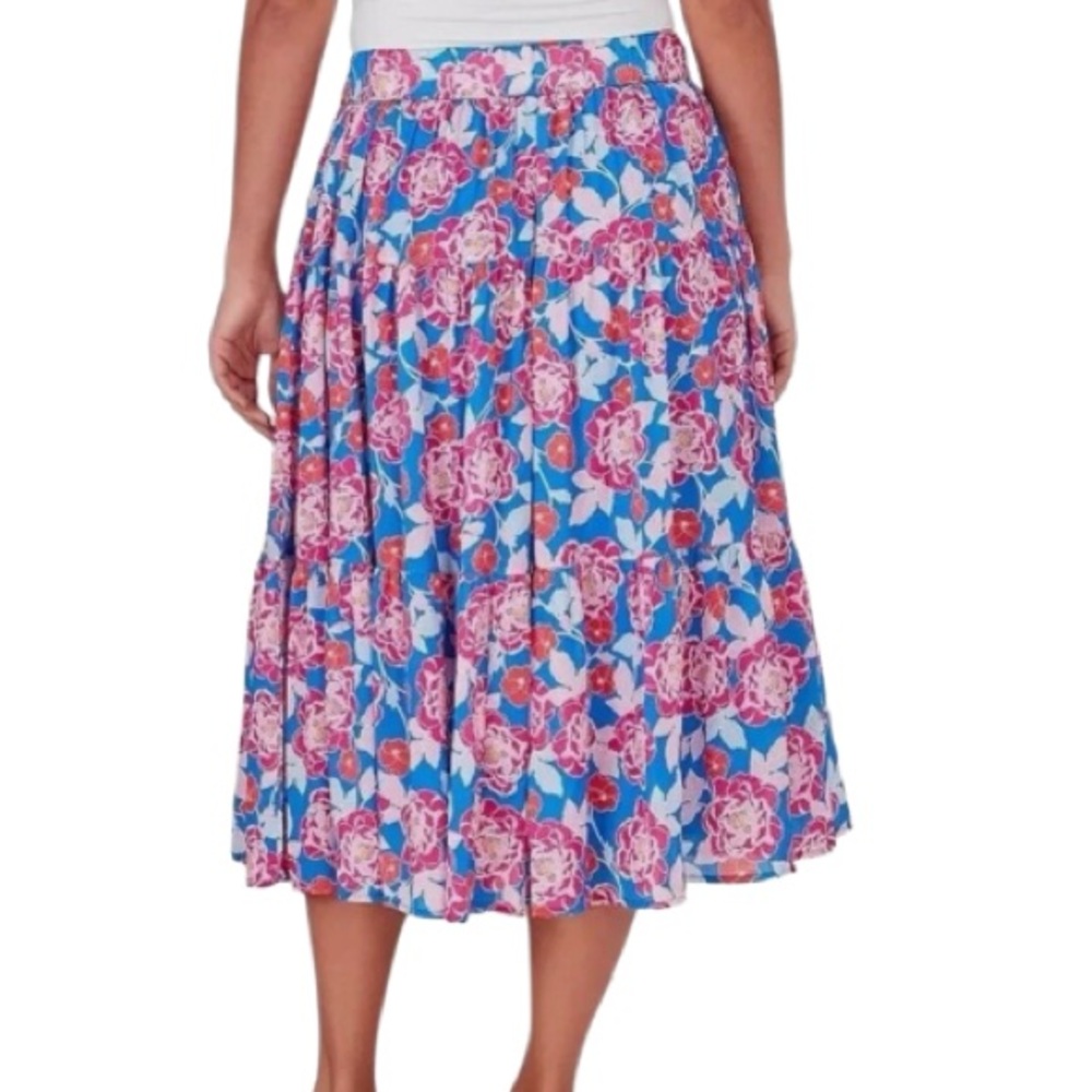 Ruby Rd. Bright Blooms Floral Print Elastic Waist Midi Skirt - Picture 2 of 9